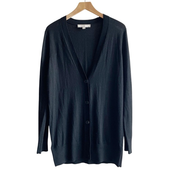 LOFT black boyfriend cardigan sweater size L large - Picture 1 of 4